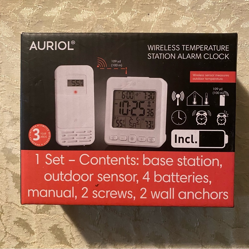 Auriol Wireless Temperature Station Alarm Clock